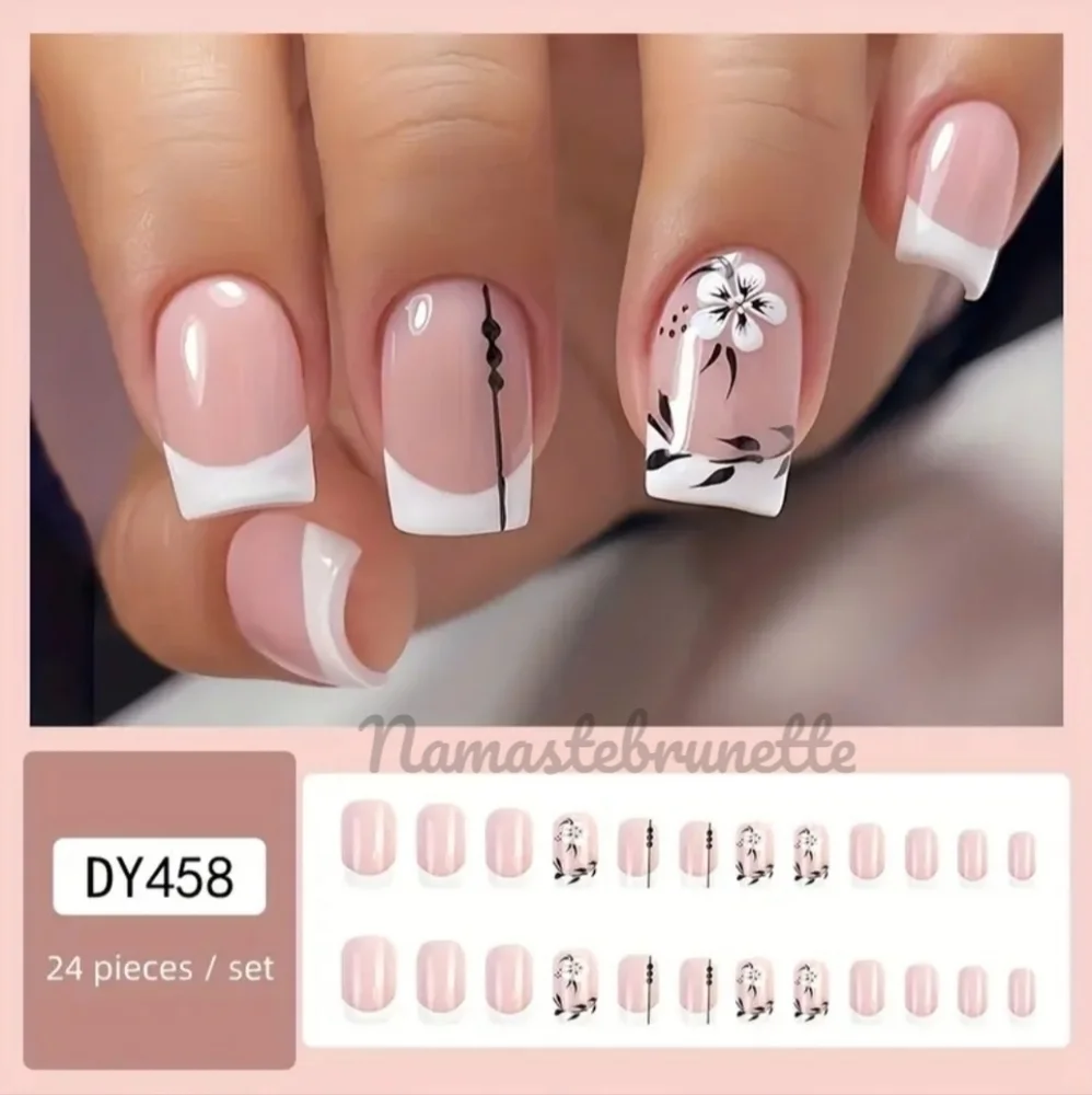 2/$16 Floral French Manicure Press On Nails